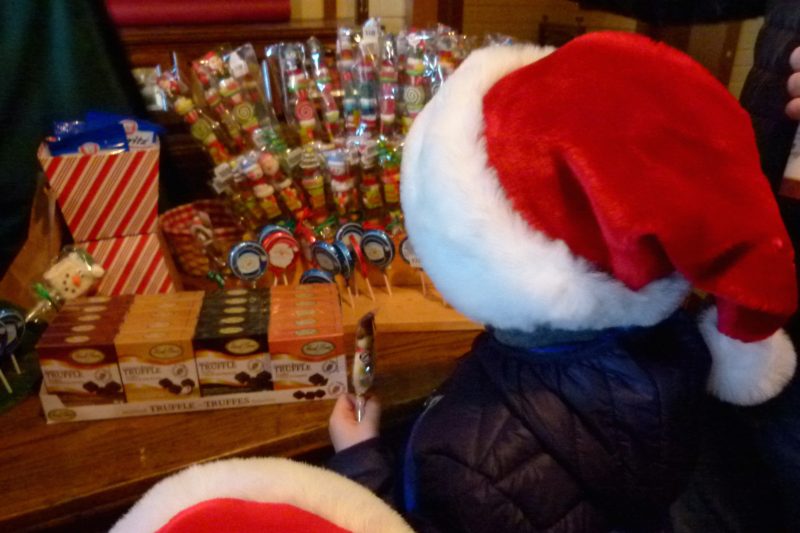 First stop: picking a treat from the old-fashioned candy store.
