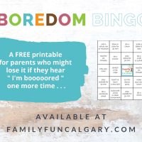 Boredom Bingo (Family Fun Calgary)