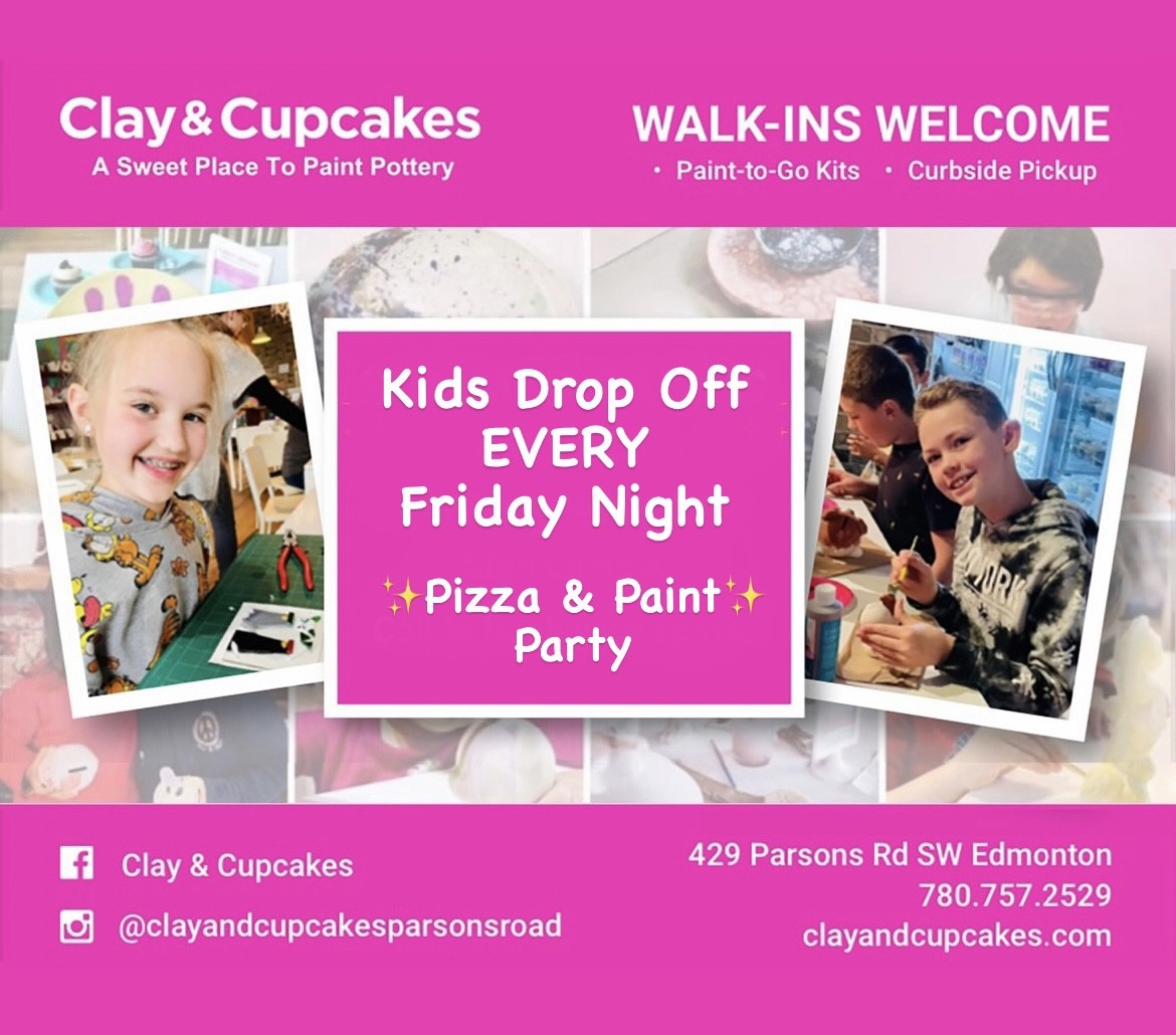 Clay & Cupcakes Friday Pizza Paint Party