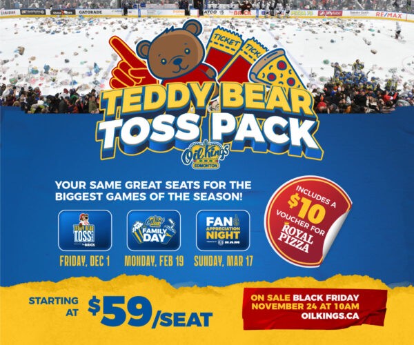 Black Friday DEAL Edmonton Oil Kings Teddy Bear Toss Pack Family Fun