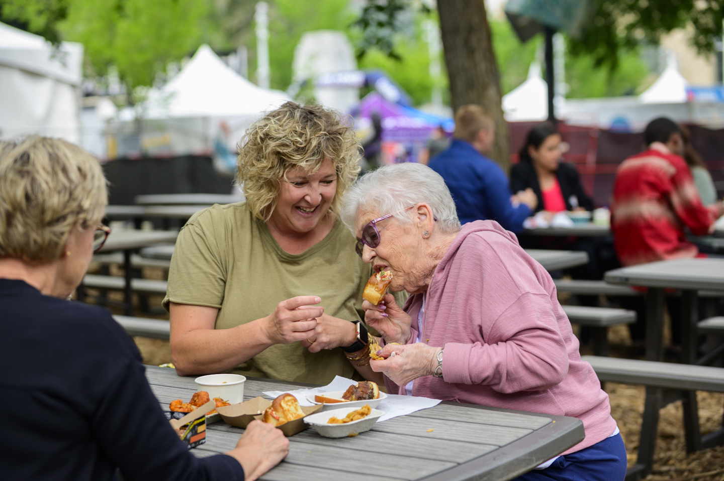 Family Enjoying Food Together at Taste of Edmonton (Family Fun Edmonton)