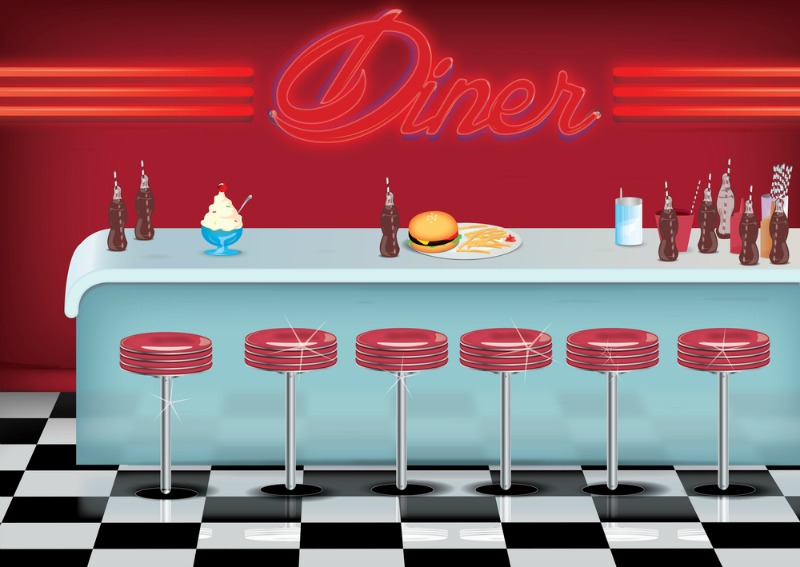 漂亮的蘇打水店和隱藏的小餐館 - 50'S Diner Graphic