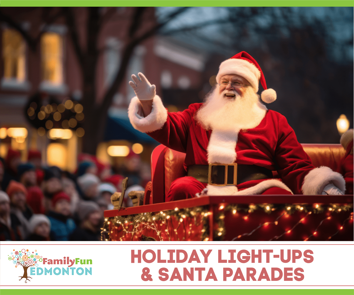 Luzes festivas e desfiles do Papai Noel