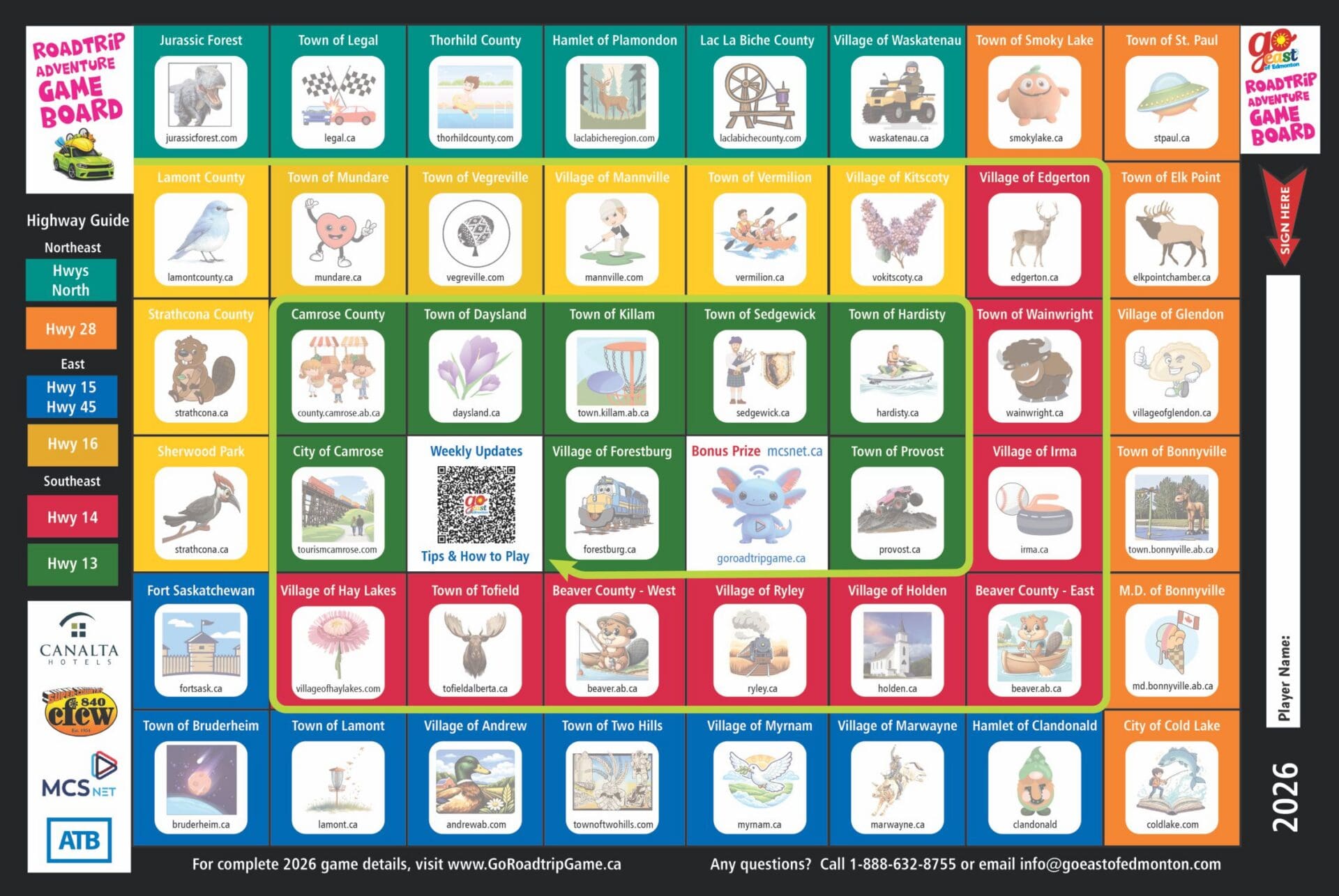 Go East of Edmonton Road Trip Adventure Game Board 2026