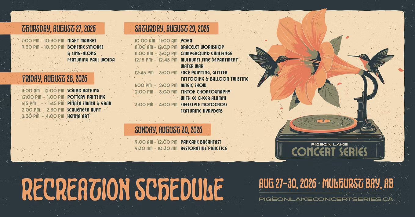 Recreation Schedule for Pigeon Lake Concert Series