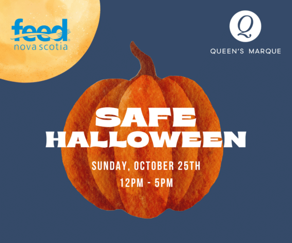Safe Halloween Ad with white letters on an orange pumpkin