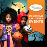 2 Children in Halloween costumes on the Halloween Events Guide