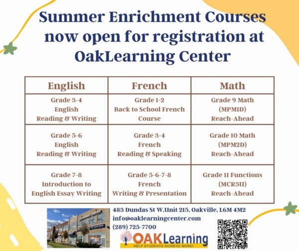 Sommercamps des OakLearning Center