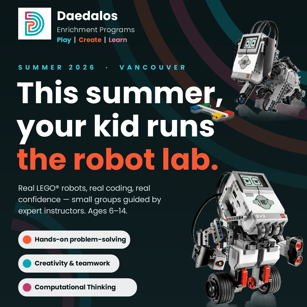 Kids programming robots for Daedalos Academy Summer Camps