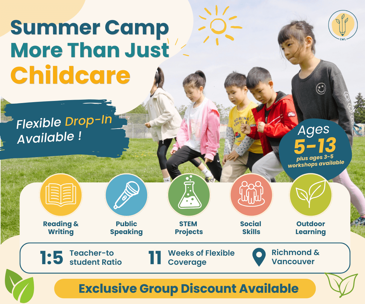 LWL Summer Camp promotional poster featuring kids and text about camp options.
