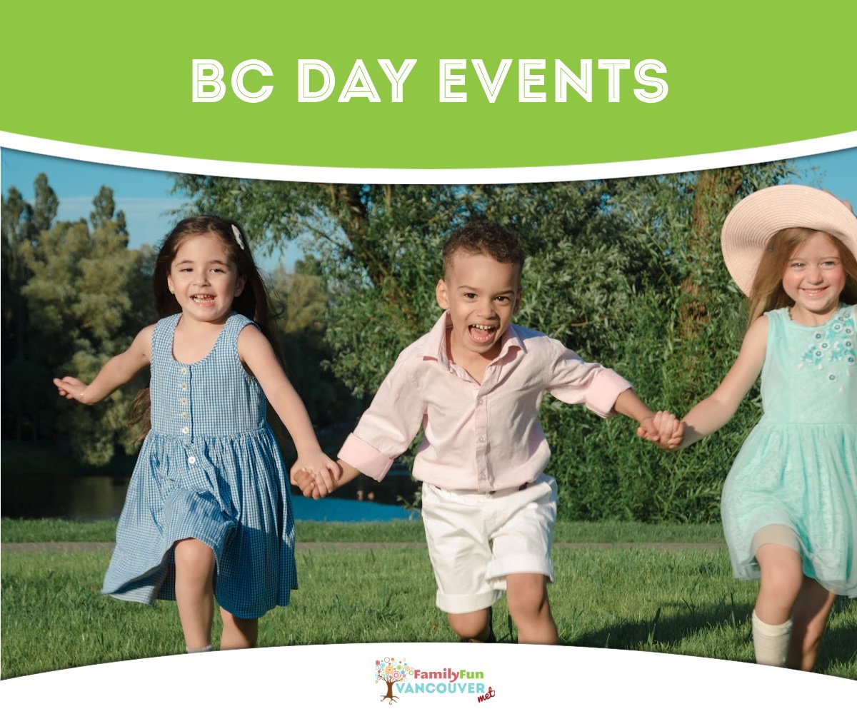 Kids running. Text: BC Day Events