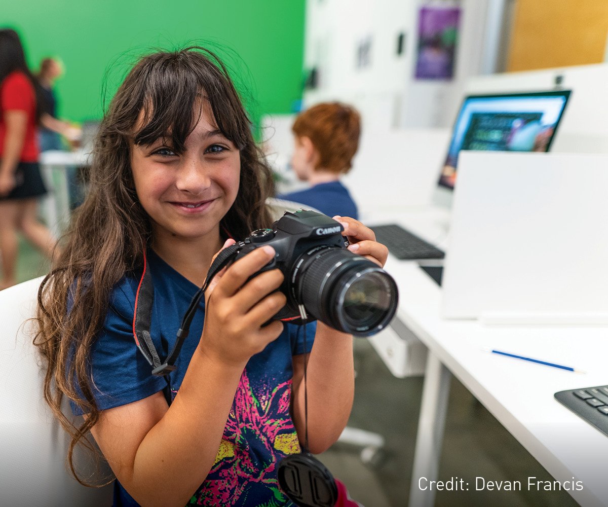 Girl holding a camera