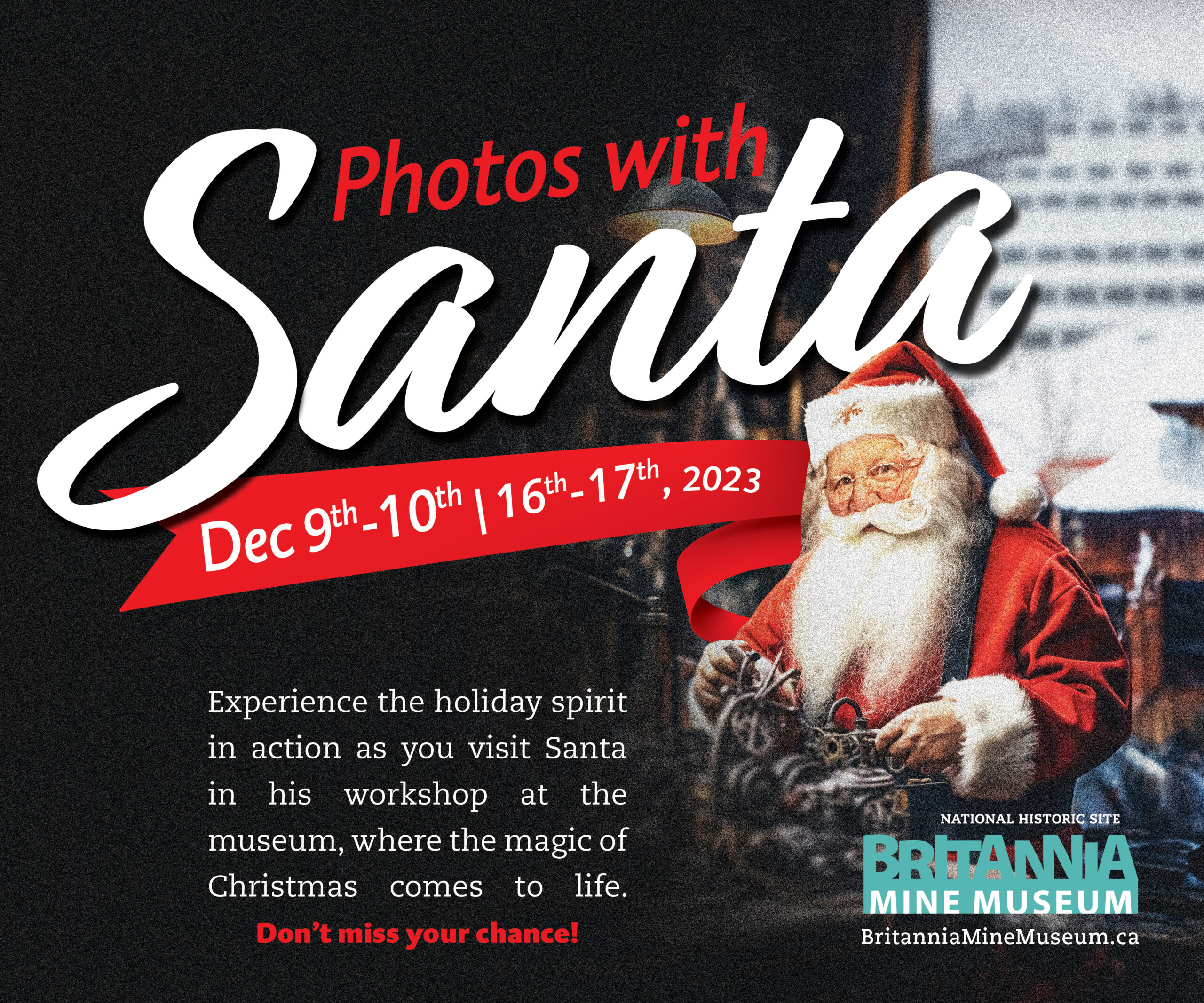 Fotos mit dem Weihnachtsmann im Britannia Mine Museum