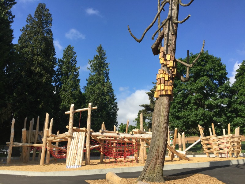 Spielplatz und Vogelhäuschen im Sapperton Park - Lindsay Follett