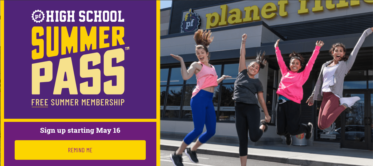 Planet Fitness Pase de verano GRATIS para la escuela secundaria