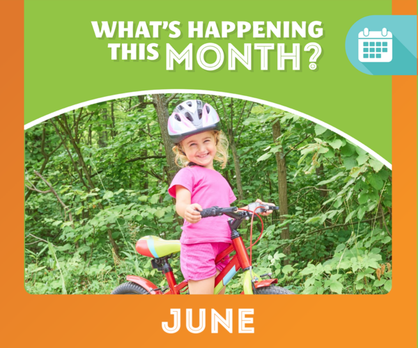 Girl on a bike for June Monthly Guide