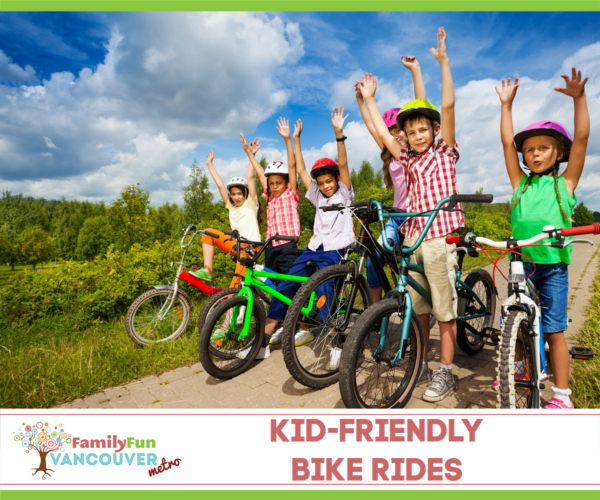 Kids biking standing in a line