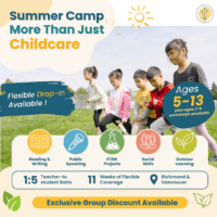 LWL Education summer camp promotion with children running and camp information.