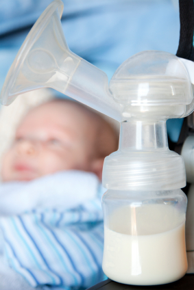 baby with breast pump