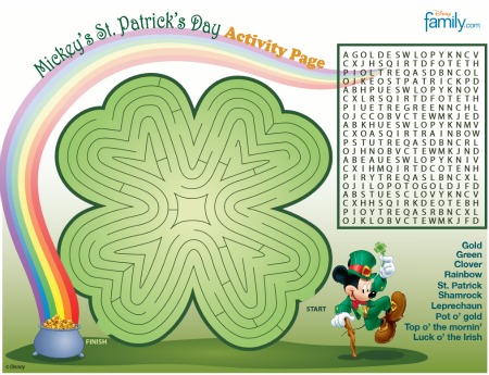 Disney Family St Patrick's Activity Sheet