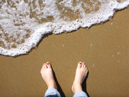 toes in the sand at Huntington Beach, OC, California