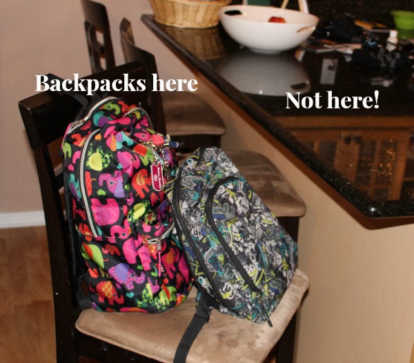 backpacks not on counters