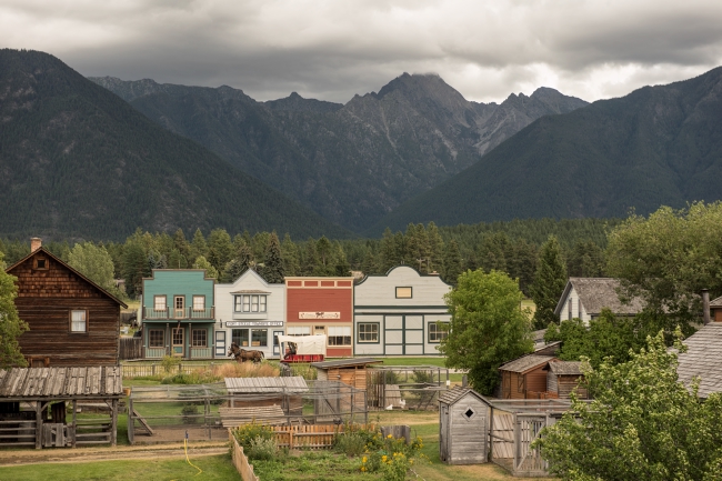 Ciudad patrimonial de Fort Steele y Mt Fisher cerca de Cranbrook, BC.