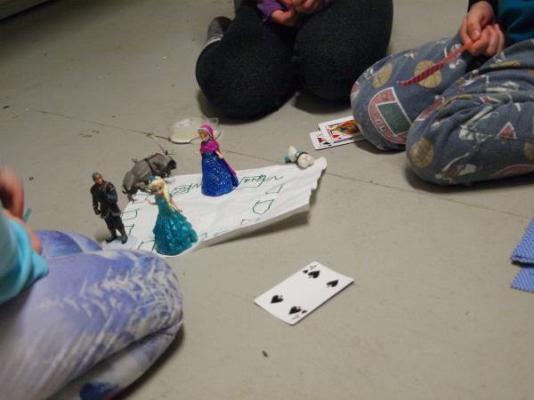 Winter camping - indoor games at night