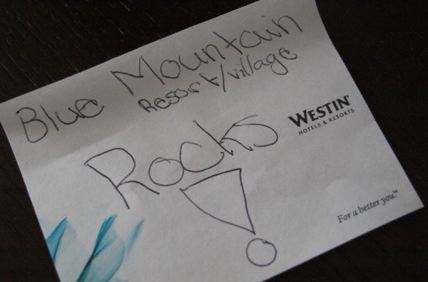 Blue Mountain Ski Resort and Westin Hotel Thank you note