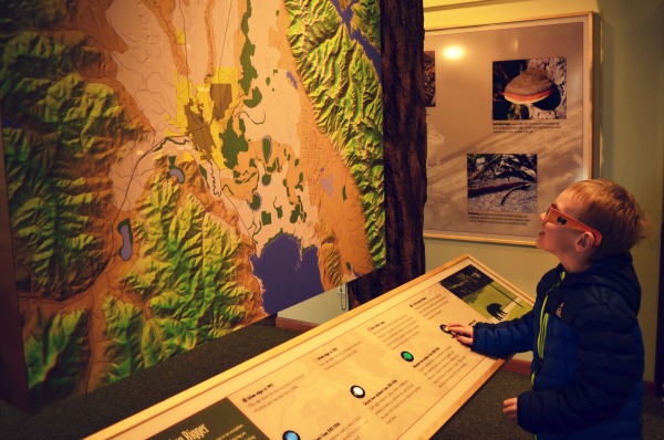 Checking out a 3D map of the valley at Lone Pine State Park near Kalispell, MT.