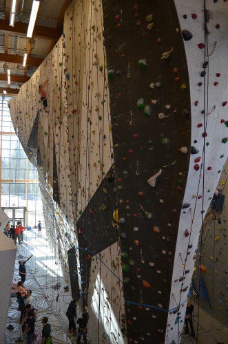 The climbing walls at Elevation Place are state of the art and boast mountain views!
