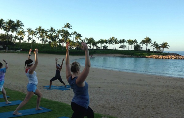 yoga beachside at Disney Aulani resort. Photo credit Disney Aulani 