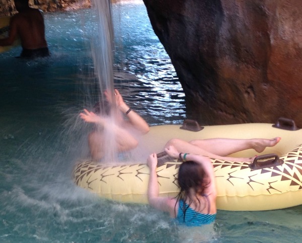A peaceful float under a waterfall at Disney Aulani resort