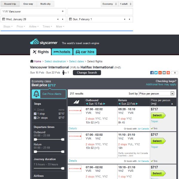 skyscanner.com - herramienta de viaje en línea