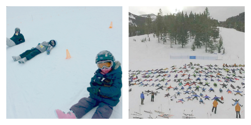 Going for the world record for simultaneous snow angels, Panorama Mountain Resort, BC (Family Fun Canada)