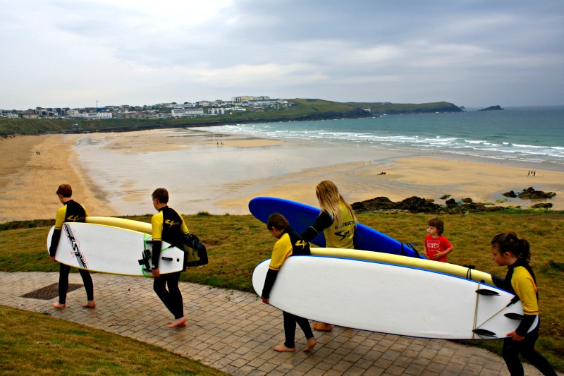 Boards on Fistral Beach Newquay
