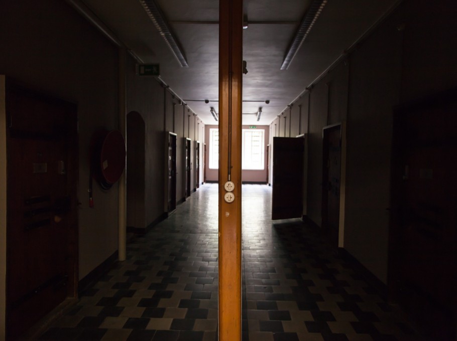 An ominous hallway in the Jail Hotel that one guest described as "straight out of Silent Hill." 