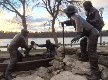 Underground railroad Freedom Crossing Monument in Lewiston