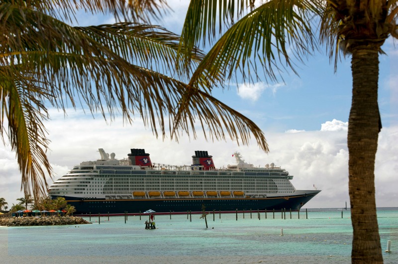 The Disney Fantasy docks at Castaway Cay