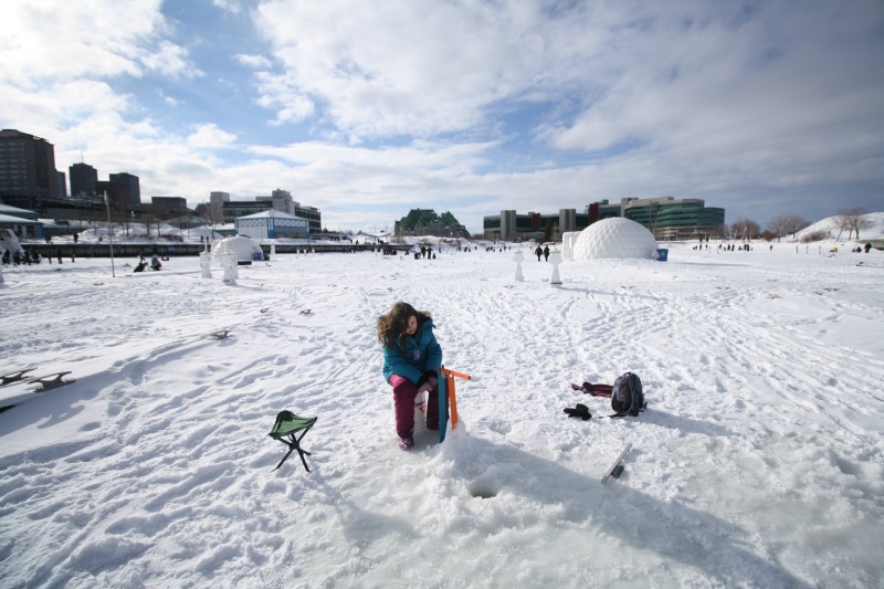 Ice Fishing at Village Nordik in Quebec City