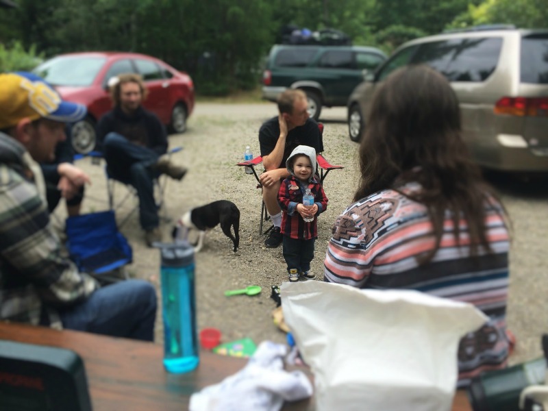 Only Family on a Group Camping Trip-Toddler in the midst of grown ups