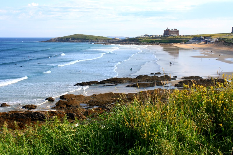 The Headland Hotel and Spa taken from Pentire Headland Summer 2017 by Helen Earley