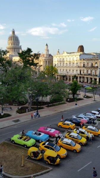 Vintage rides are easy to find outside the Iberostar Parque Central - photo Debra Smith