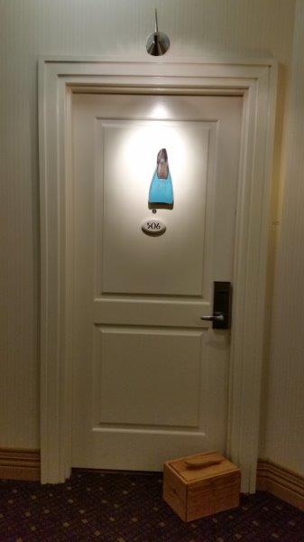 Virgina - 很高兴在弗吉尼亚州林奇堡的 The Craddock Terry Hotel 的门上找到一个脚蹼 - 照片 Debra Smith