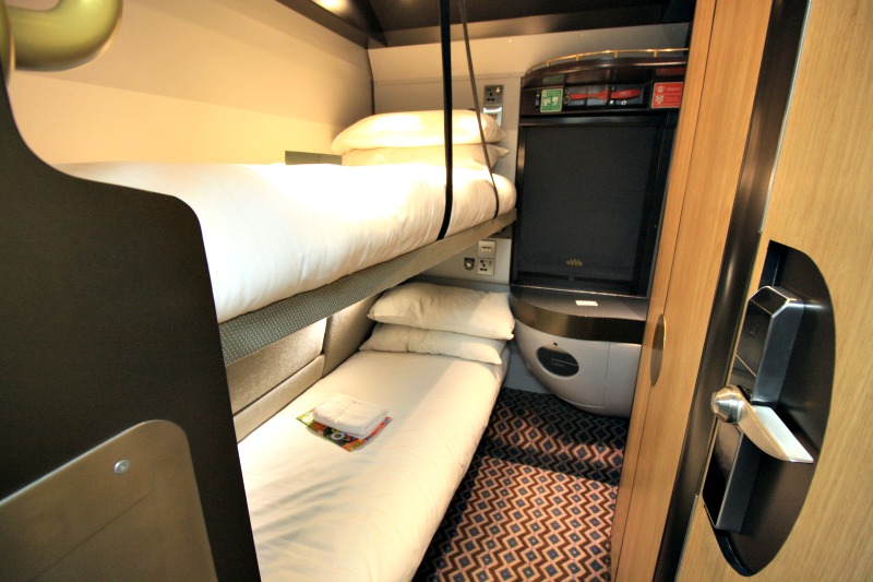 Literas en el servicio GWR Night Riviera de Cornwall a Paddington Sleeper Train, foto de Helen Earley