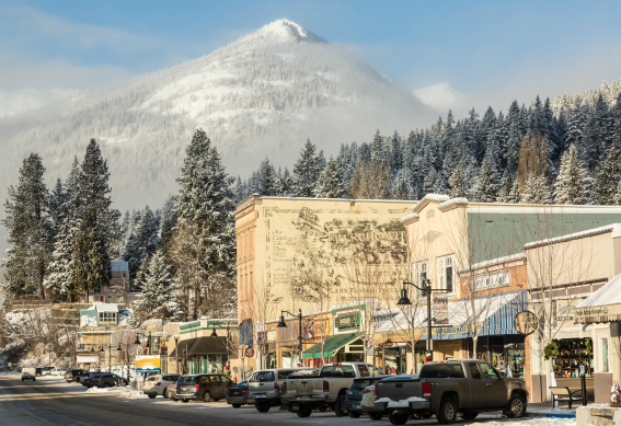 Rossland, BC, ist ein Ort, der für winterliche gute Zeiten bekannt ist.