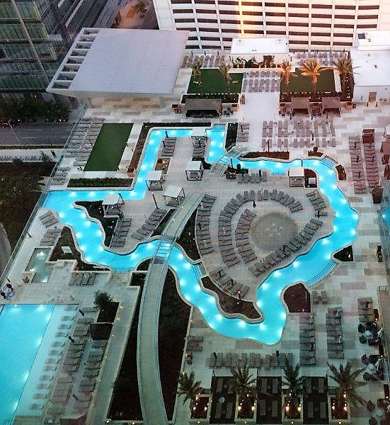 Houston Marriott Marquis lazy river view from hotel room - Photo Shelley Cameron McCarron