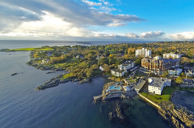 Vista aérea del Hotel Oak Bay Beach. Crédito de la foto: Oak Bay Beach Hotel