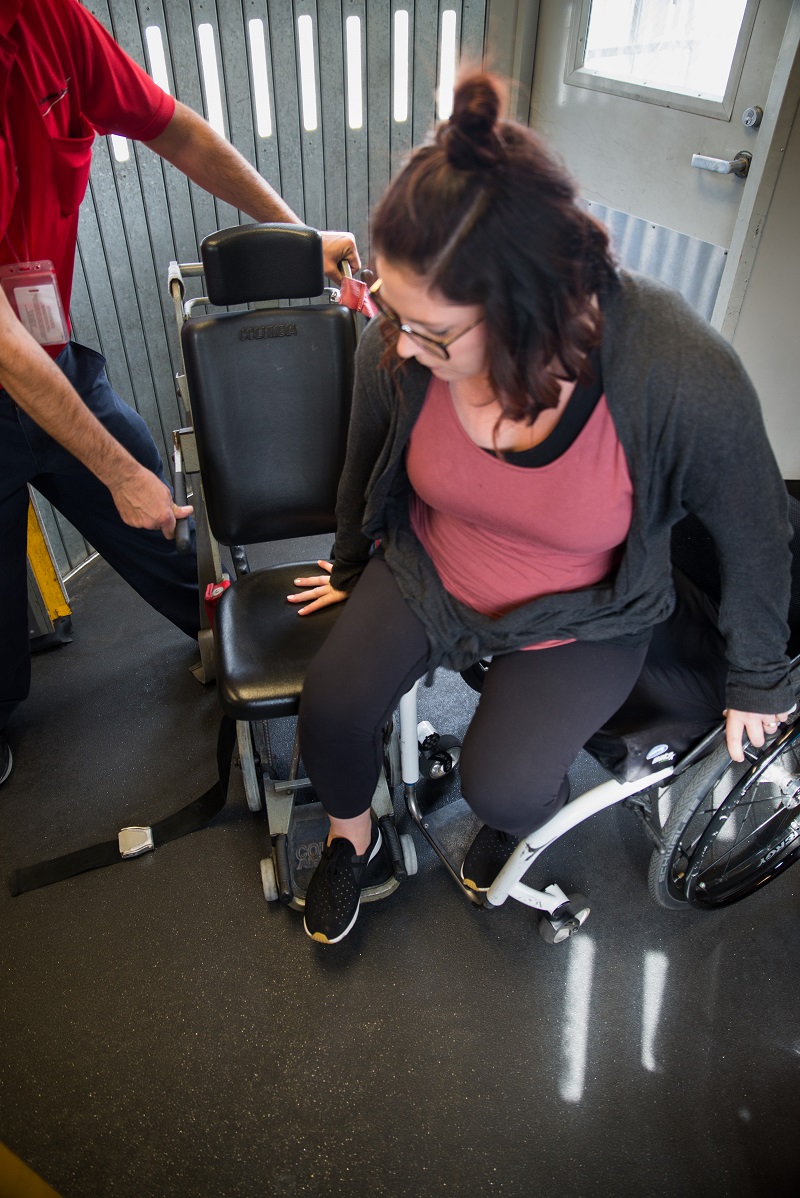 Wheelchairs are gate checked before boarding the aircraft. Photo Codi Darnell