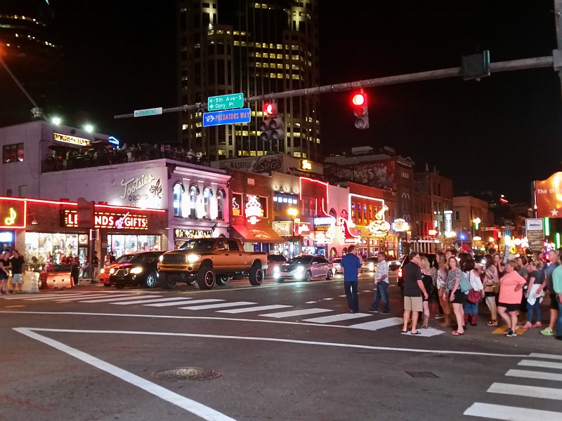 The bright lights of Broadway draw crowds until the wee hours - photo Debra Smith